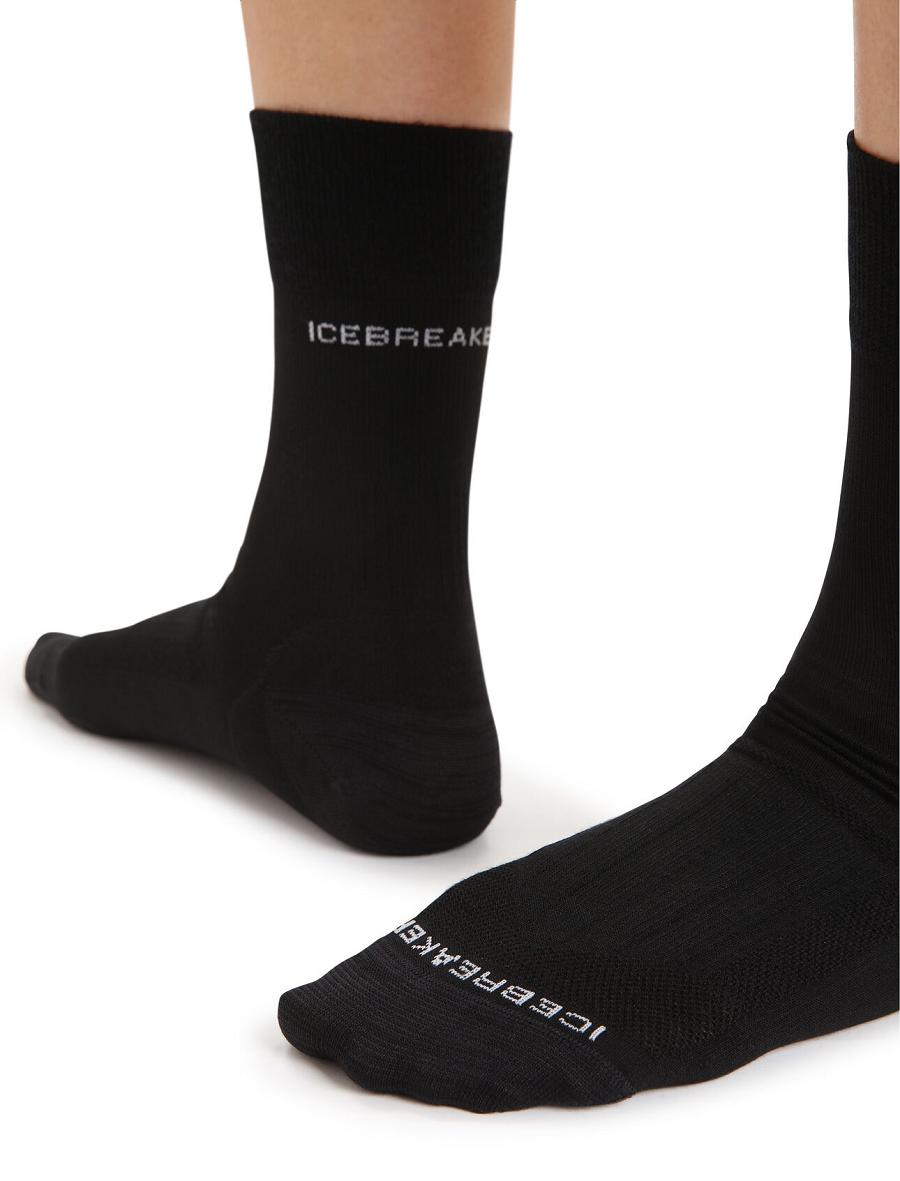 Women's Icebreaker Merino Hike Liner Crew Socks Black | CA 1534HAPK